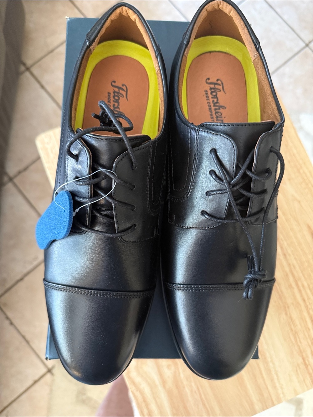 Florsheim Black Leather Cap-Toe Derby Shoes
